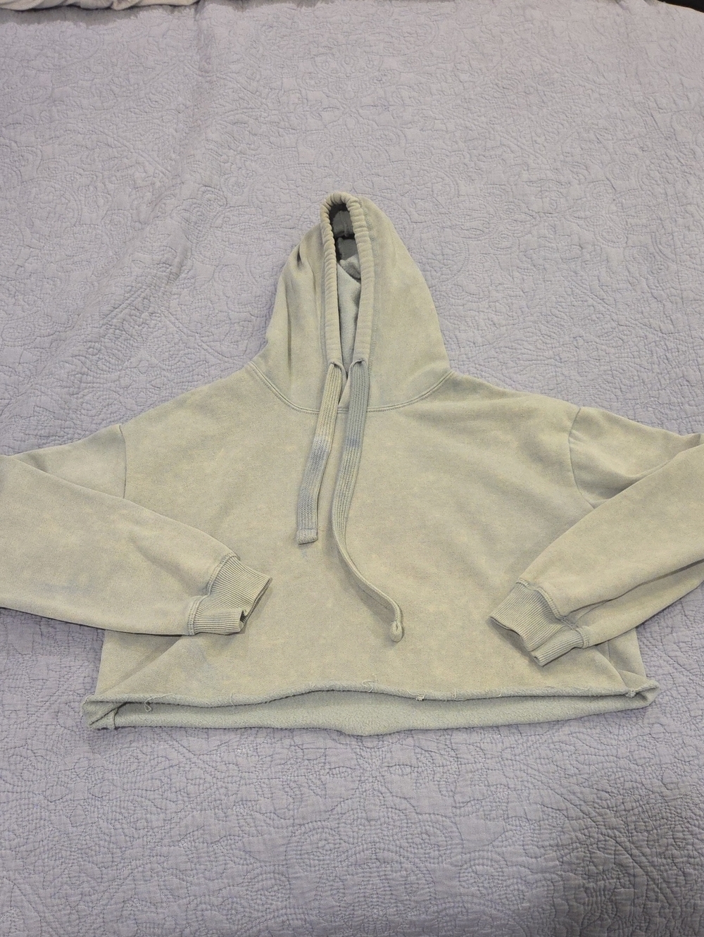 And Now This Cropped Light Sage Green Pullover Hoodie - Women Size XS!